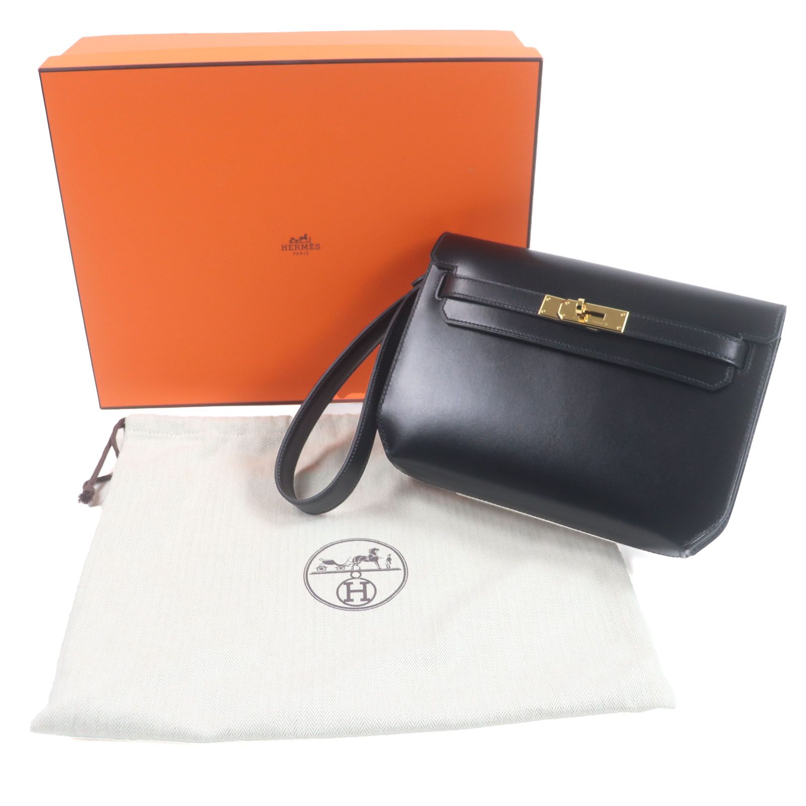 HERMES エルメス クラッチバッグ ケリーデペッシュ25 黒シルバー　 新品 HERMES☆おしゃれ♪エルメス クラッチ ケリーデペッシュ25 クラッチ