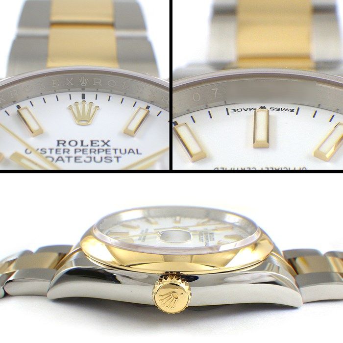 ロレックス Rolex 腕時計 デイトジャスト 126203 ルーレット刻印 ランダムシリアル カレンダー ホワイト 文字盤 K18YG SS 自動巻き 【中古】 ロレックス Rolex 腕時計 デイトジャスト 126203 ルーレット刻印