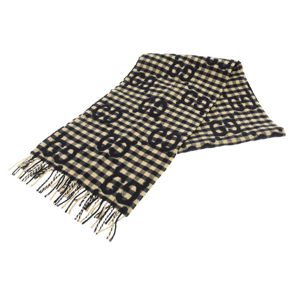 GUCCI (グッチ) GGウールジャガードスカーフマフラー ベージュ - メルカリ