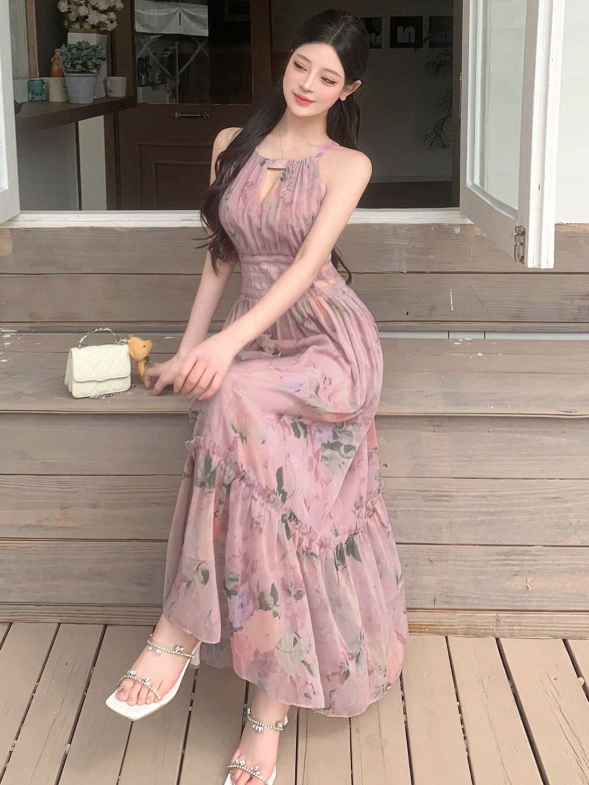 Karen Millen★フローラル アップリケ ホルターネックワンピース bkk23314_green_xl?pdp.template