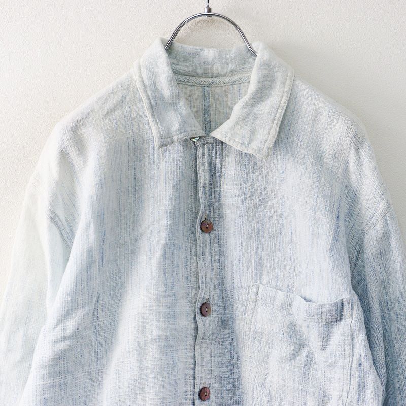 うさとのシャツ うさと USAATO 手織り 天然草木染め シャツ＼ライトブルー ブラウス