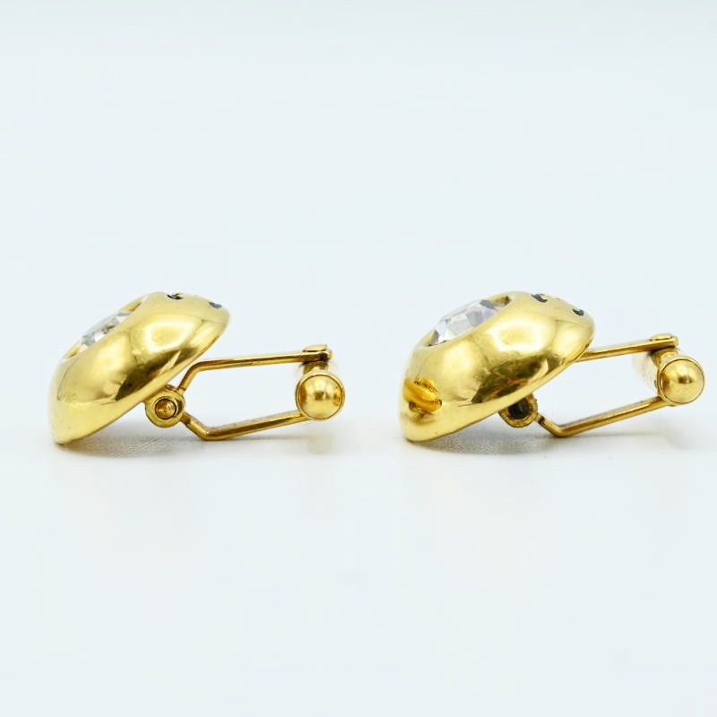 CHANEL シャネル ココマーク ラインストーン GP カフスボタン カフリンクス ゴールド M09-k075