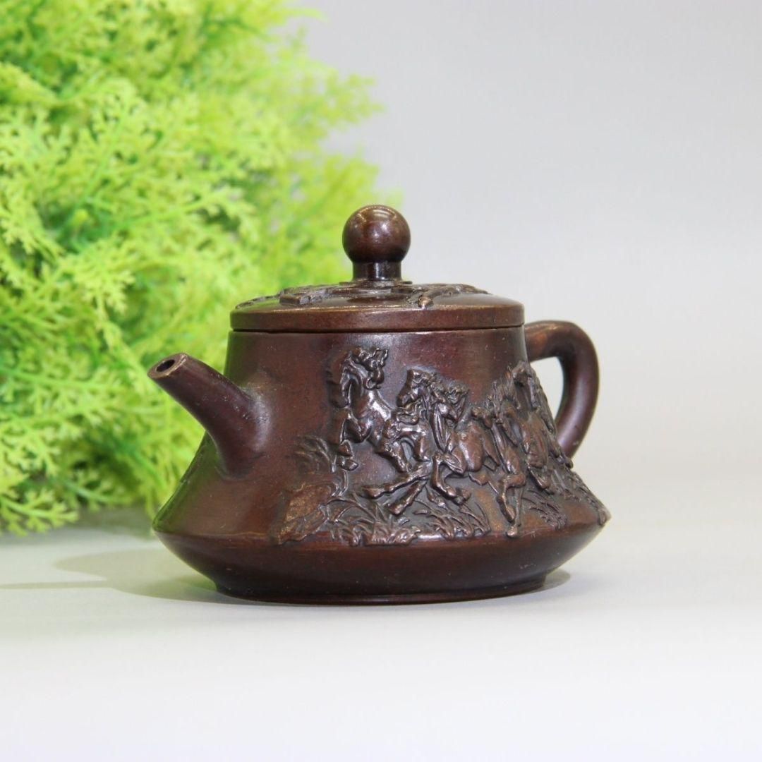 銅 細工 八駿図茶壺 銅壺 墨壺 水滴壺 文房具 装飾品 工芸品 置物 銅 細工 八駿図茶壺 銅壺 墨壺 水滴壺 文房具 装飾品 工芸品