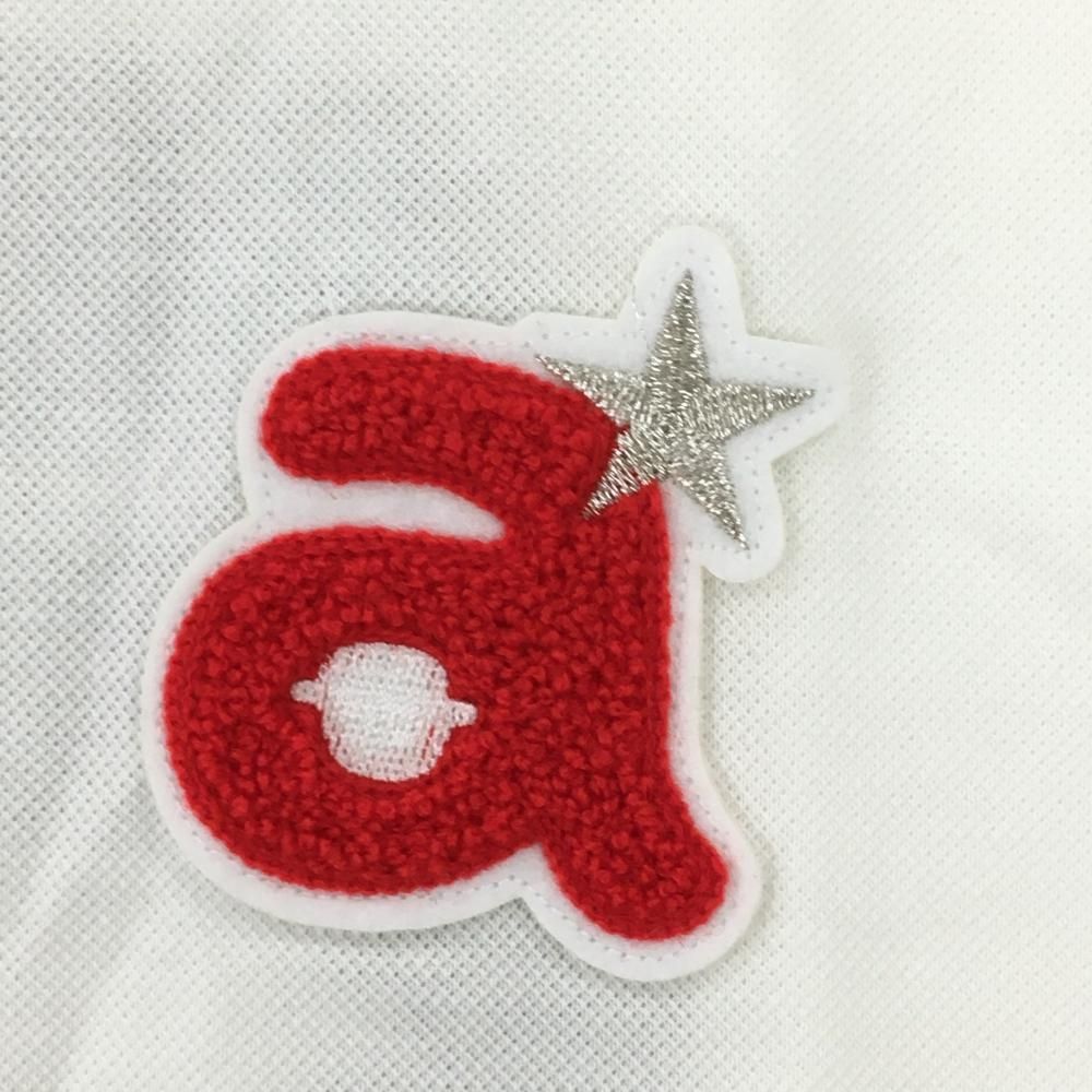 超美品】アルチビオ 半袖ポロシャツ 白×レッド バックロゴシルバー