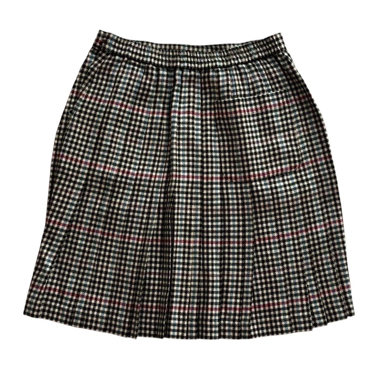 Christian Dior クリスチャンディオール プリーツスカート 黒 水色 チェック プリーツ ミニ スポーツ ゴルフ レディース Lサイズ