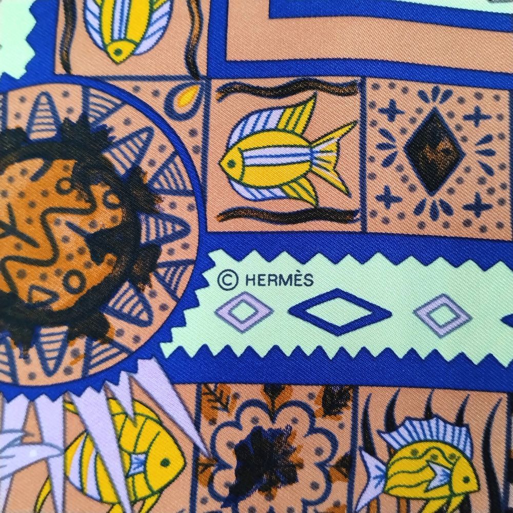 HERMES エルメス シルク スカーフ カレ90 ORS BLEUS DAFRIQUE アフリカ