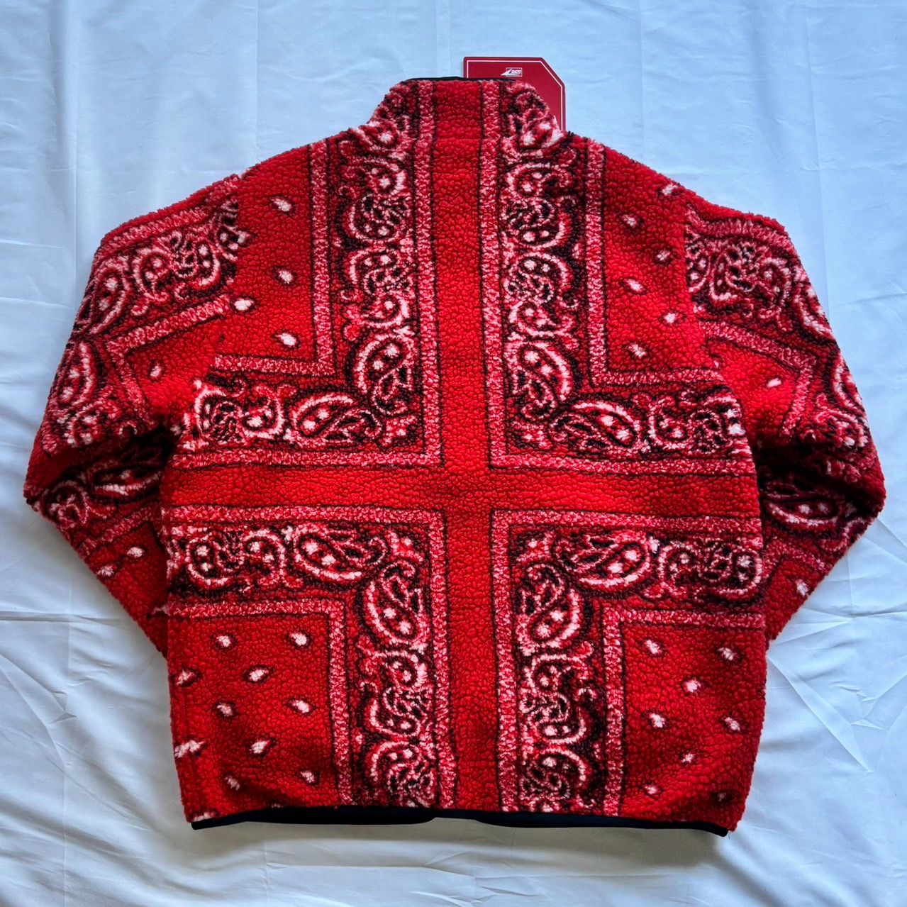 19aw Supreme Reversible Bandana Fleece Jacket Red Mサイズ