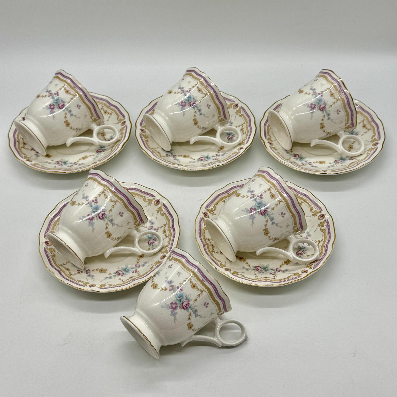 Nitto pure&white カップ&ソーサー 金彩 花柄 陶器 上品 カップ6