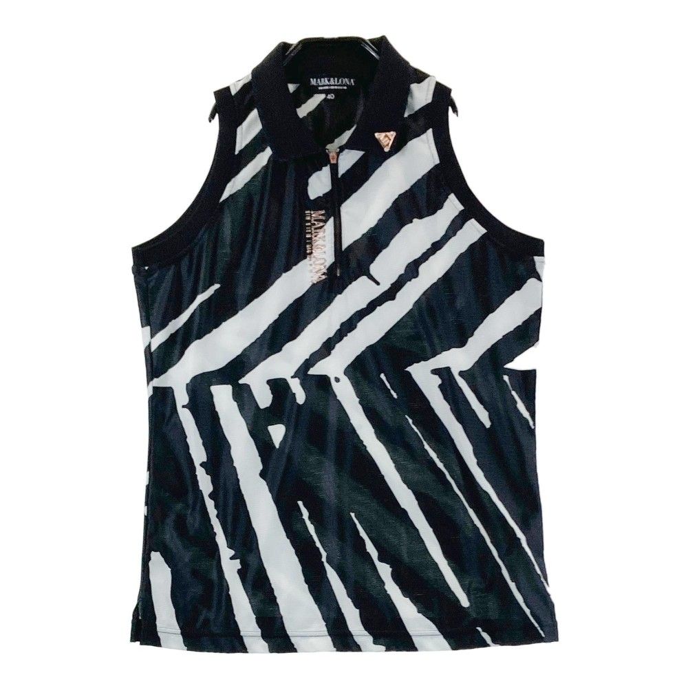 サイズ：40 MARK&LONA マークアンドロナ 2022年モデル 良い ハーフジップ ノースリーブポロシャツ 総柄