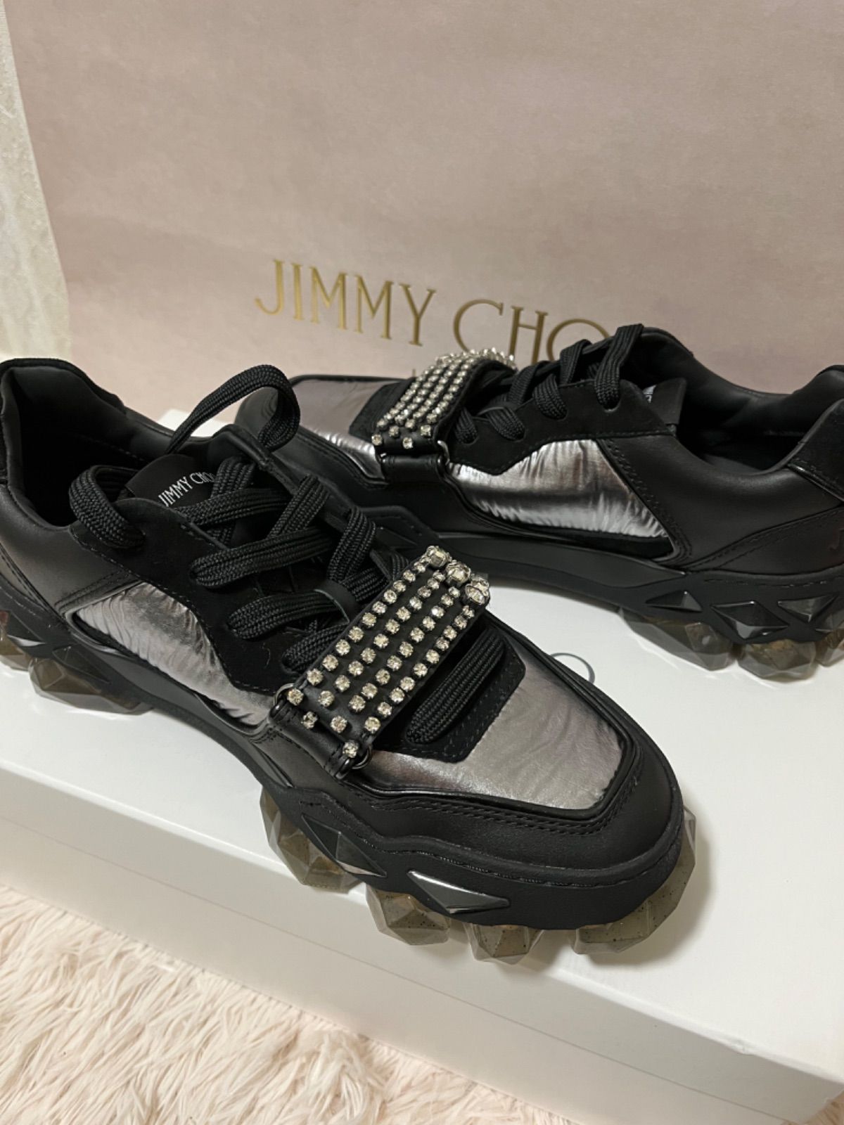 Jimmy Choo】Diamond X Strap ダイヤモンドストラップ ブラック 国内