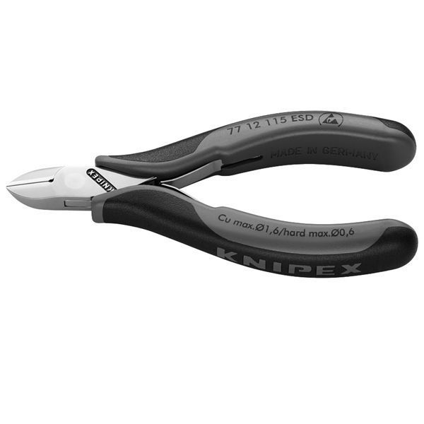 KNIPEX クニペックス エレクトロニクスニッパー プラスチックコーティング サイズ67×16×115mm パック入 7712-115ESDSB