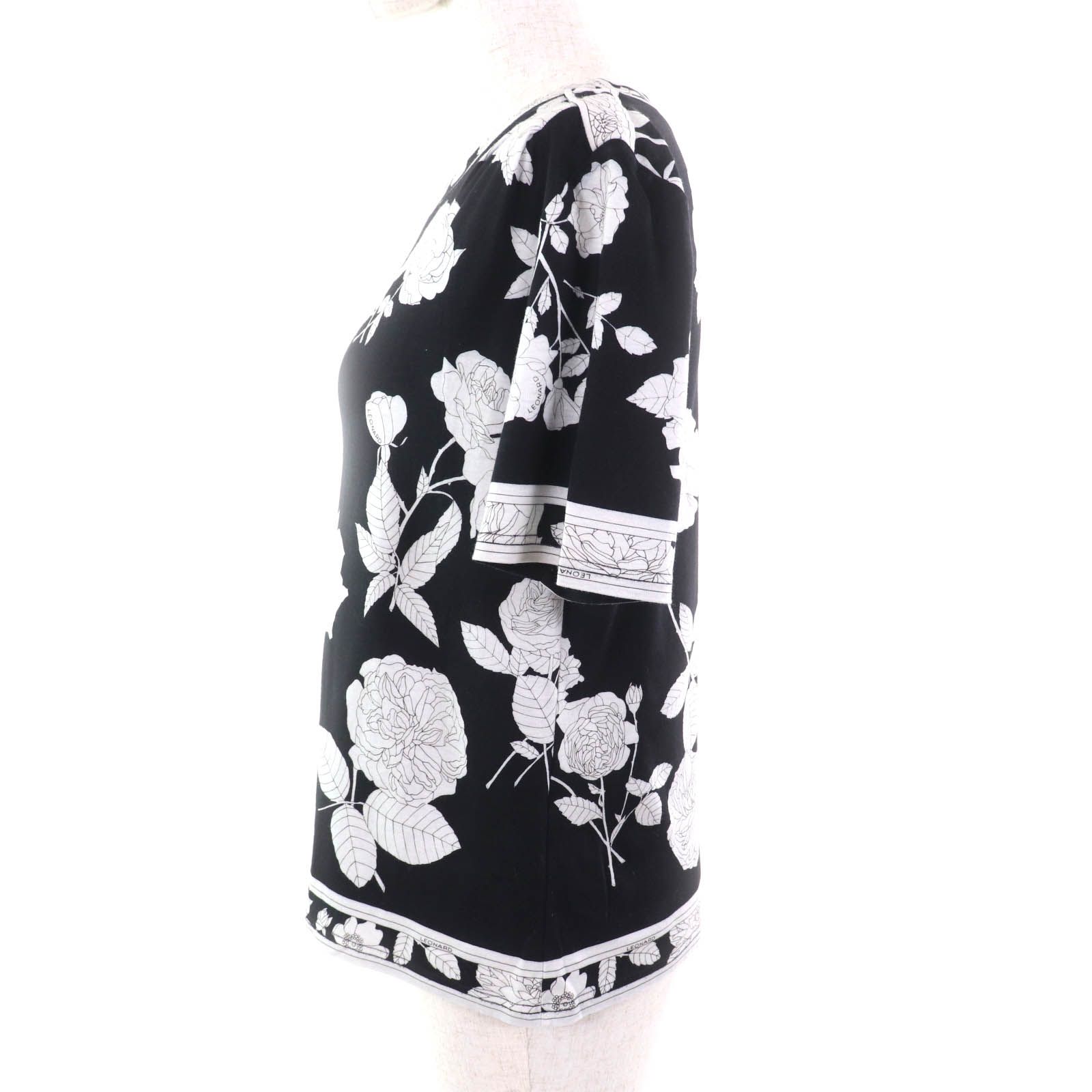 【美品】LEONARD 花柄 半袖 羽織物 カットソー トップス L 日本製 美品☆LEONARD FASHION レオナール ファッション コットン100