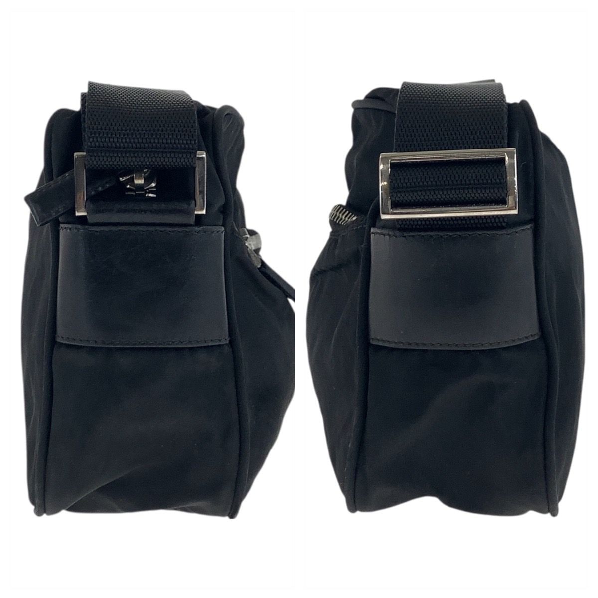 プラダ ミニ カメラバッグ 三角ロゴプレート テスートナイロン レザー ブラック 良品 PRADA プラダ 三角ロゴ プレート ナイロン テスート ミニ