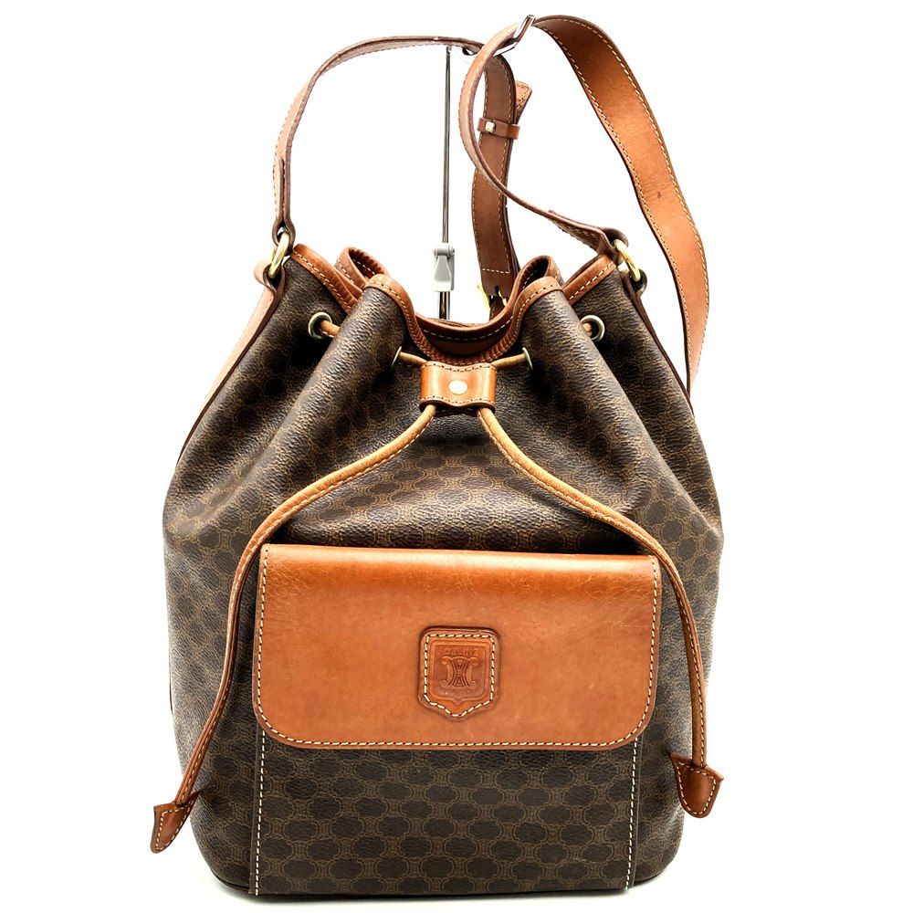 CELINEセリーヌ DM95 セカンドバッグ 持ち手有 マカダム柄 PVC CELINE セリーヌ DM95 ショルダーバッグ 巾着型 マカダム PVC