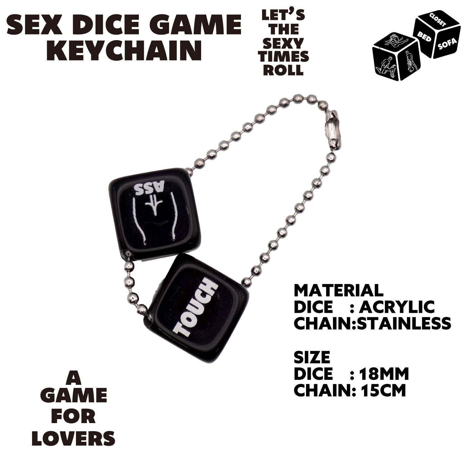 プロフ確認必須 sex dice キーホルダー US SEX DICE シルバー セクシー ダイス ゲーム キーチェーン