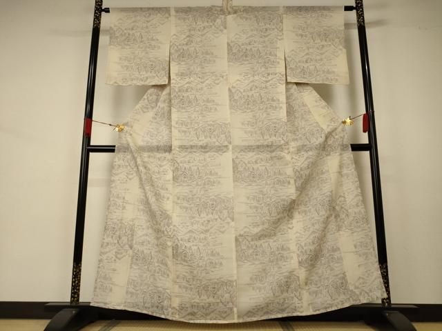 平和屋着物 夏物 紗紬 風景文 正絹 AABA9320jd