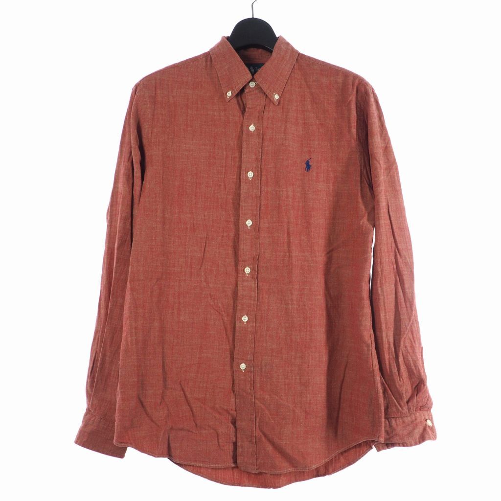 ラルフローレン RALPH LAUREN シャンブレーシャツ ボタンダウン 長袖 M 赤 レッド