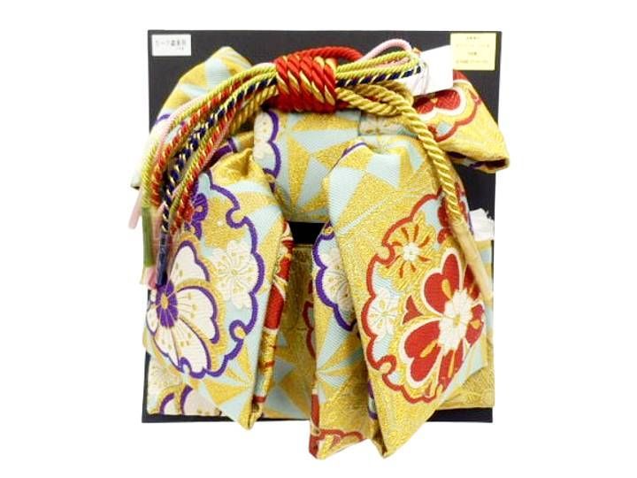 七五三 帯 はこせこ 7点 セット 絵羽柄 結び帯 7歳 七歳 結び帯 付け帯 御祝帯 作り帯 帯 はこせこ ハコセコ 箱迫 箱せこ 草履 バッグ ペアセット セット 女の子 子供 水色地 雪輪 八重桜 柄 No.12