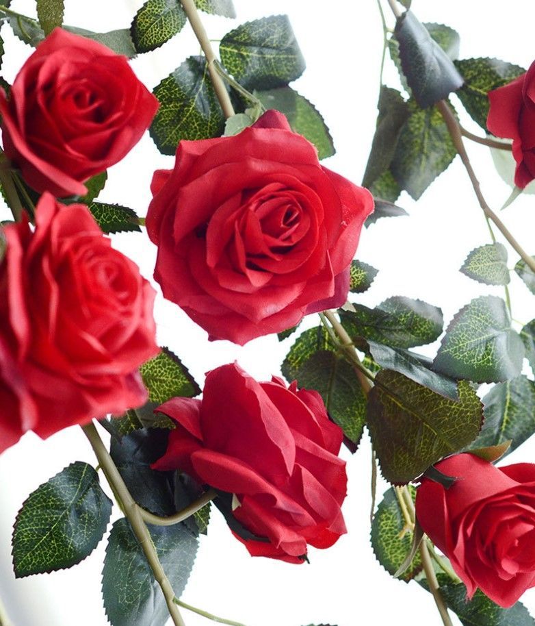 【色: 赤・レッド】Kugusa バラ ガーランド 造花 シルク フラワー 装飾