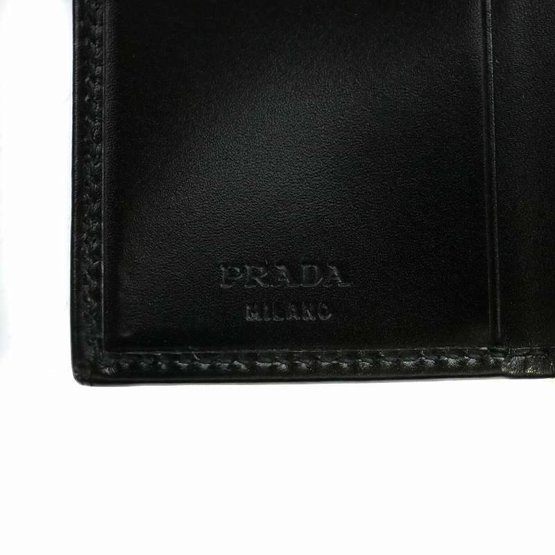 プラダ PRADA キーケース 三つ折り レザー 6連 ロゴ シルバー
