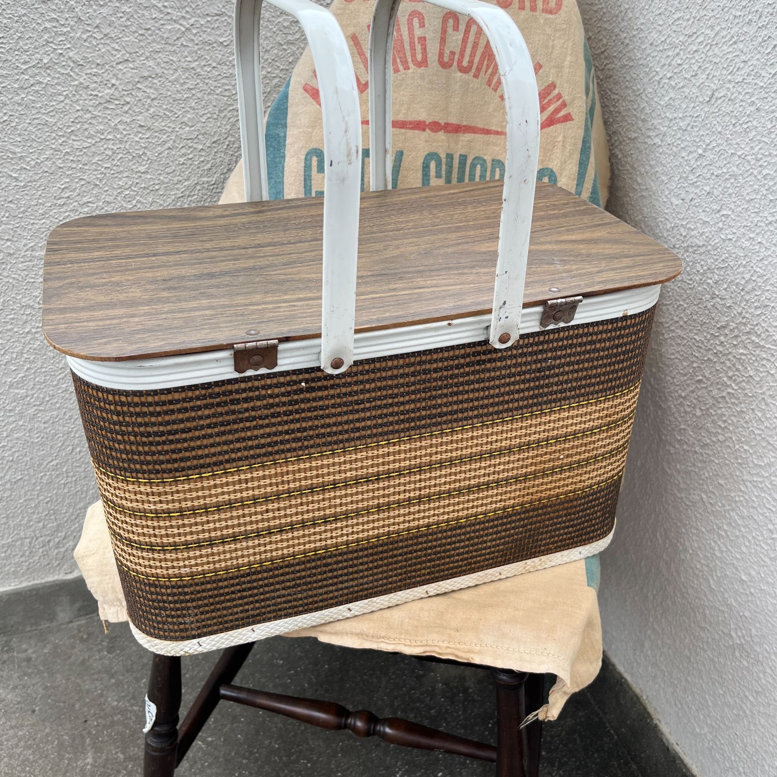 【バスケット】1960s " REDMON社製 ピクニックバスケット " レッドモン Picnic Basket ブラウン ホワイト メルカリ