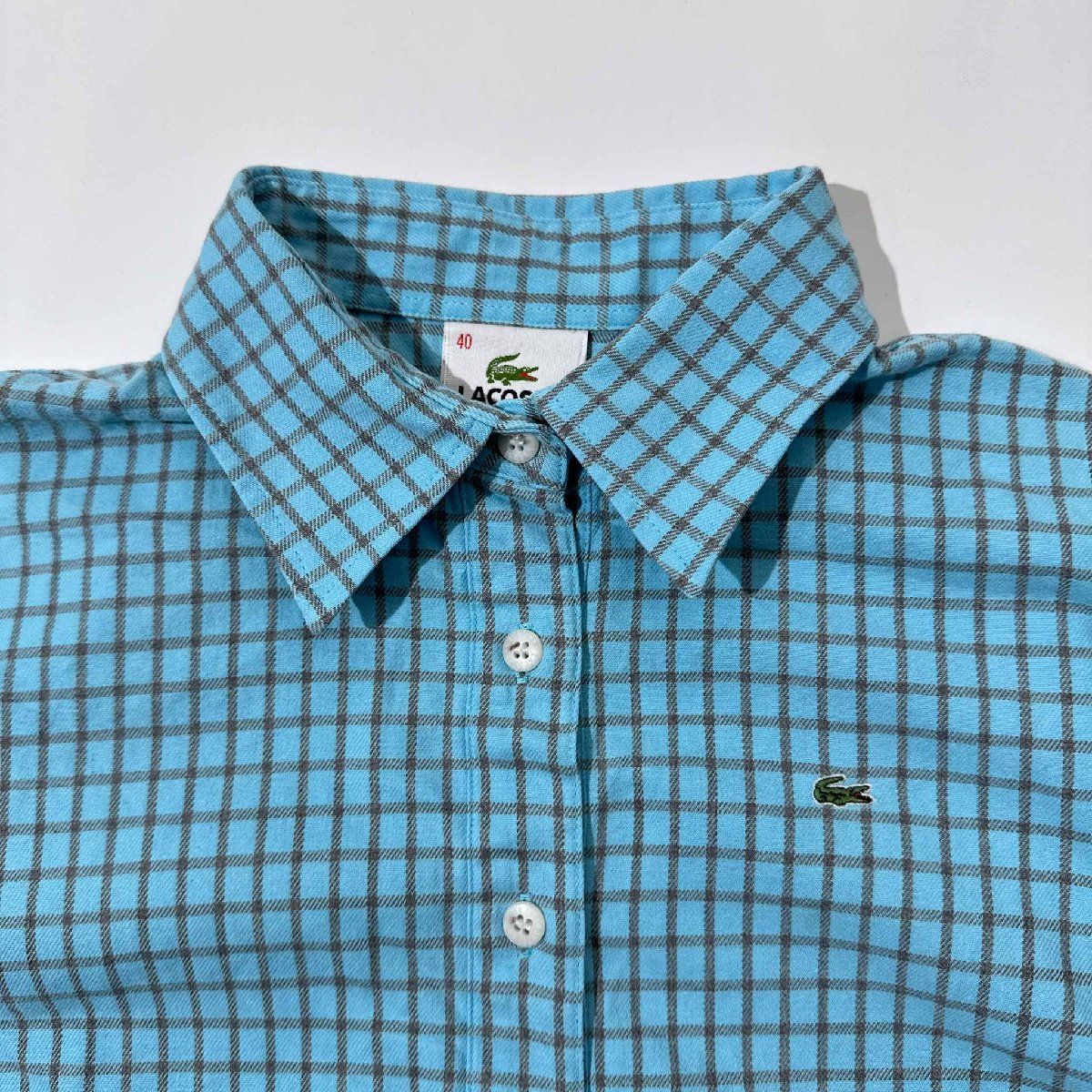 LACOSTE ラコステ チェック柄 長袖 プルオーバー シャツ サイズ