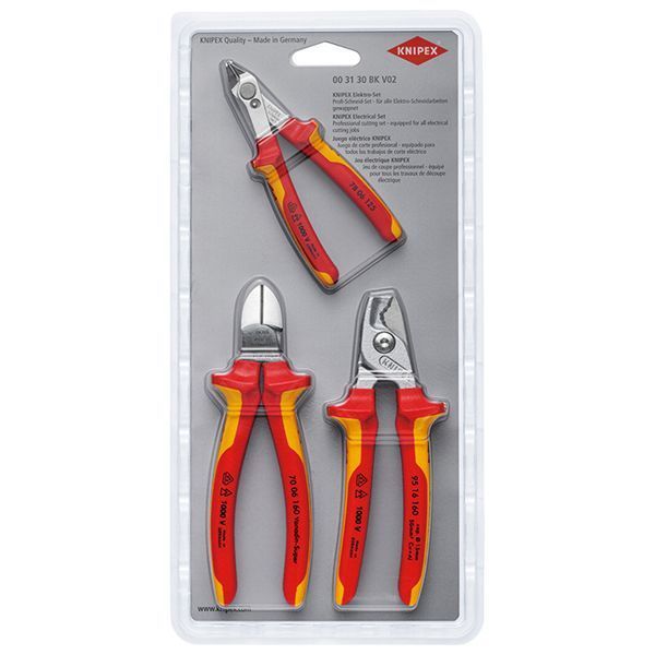 KNIPEX クニペックス 1000V絶縁カッティングセット 3本組 パック入 003130BKV02