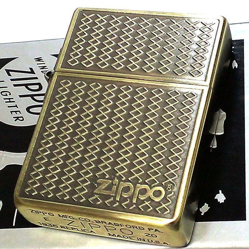 ZIPPO おしゃれ 1935 復刻レプリカ グリルメッシュ アンティークブラス 