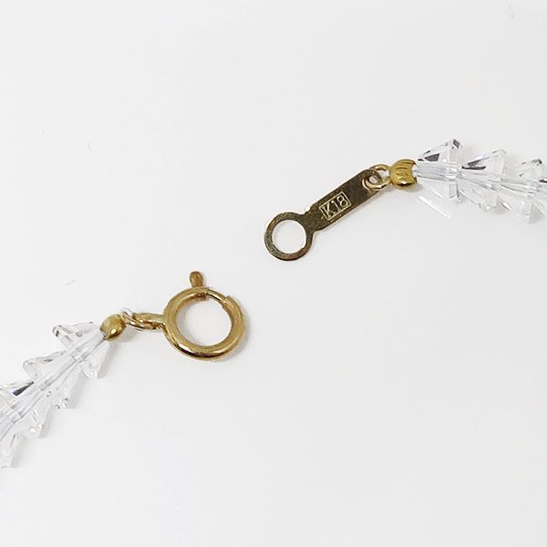 美品 K18 水晶 クリスタル クォーツ 連 ネックレス 約41cm　クリスタルネックレス 水晶ネックレス クォーツネックレス