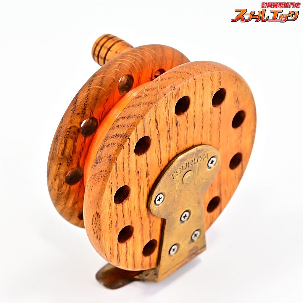 【つるや釣具】 木製落とし込みヘチリール チヌタイコリール TSURUYA