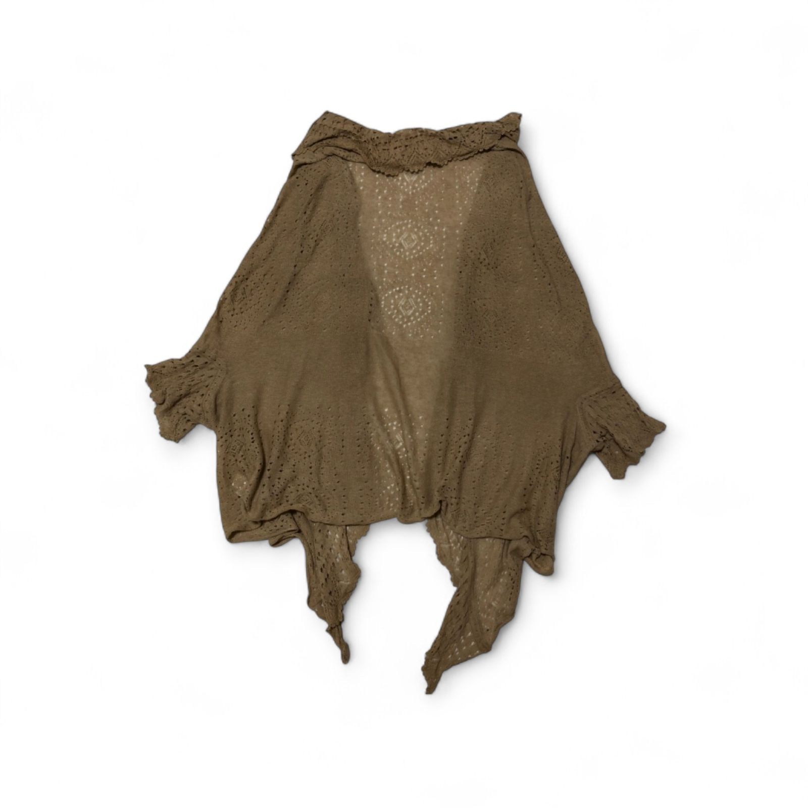 gasa ガサ カーディガン 羽織 ベージュ ボレロ 半袖 レース調 麻50% コットン リネンニットカーディガン サイズF