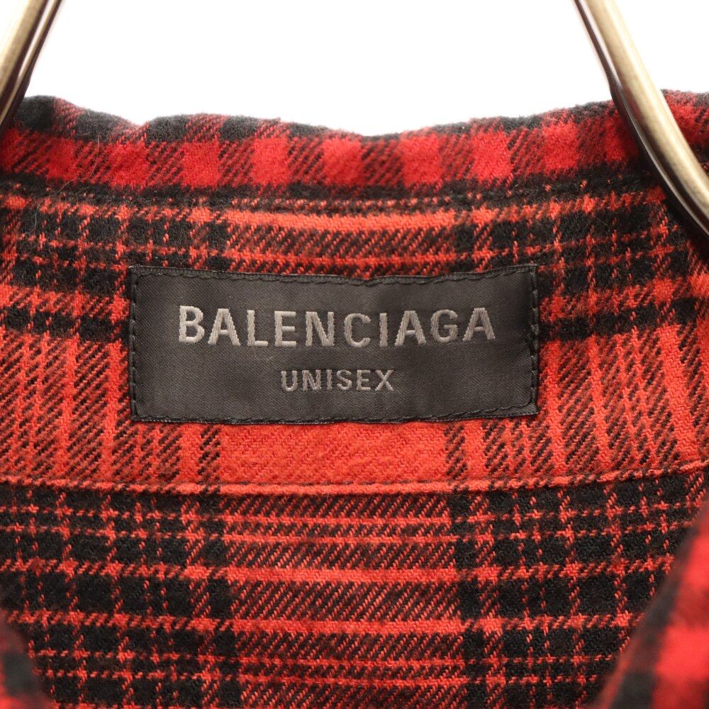 BALENCIAGA (バレンシアガ) 22AW Reversible Check Shirt リバーシブル オーバーサイズ チェック柄 長袖シャツ  レッド 720105 - メルカリ