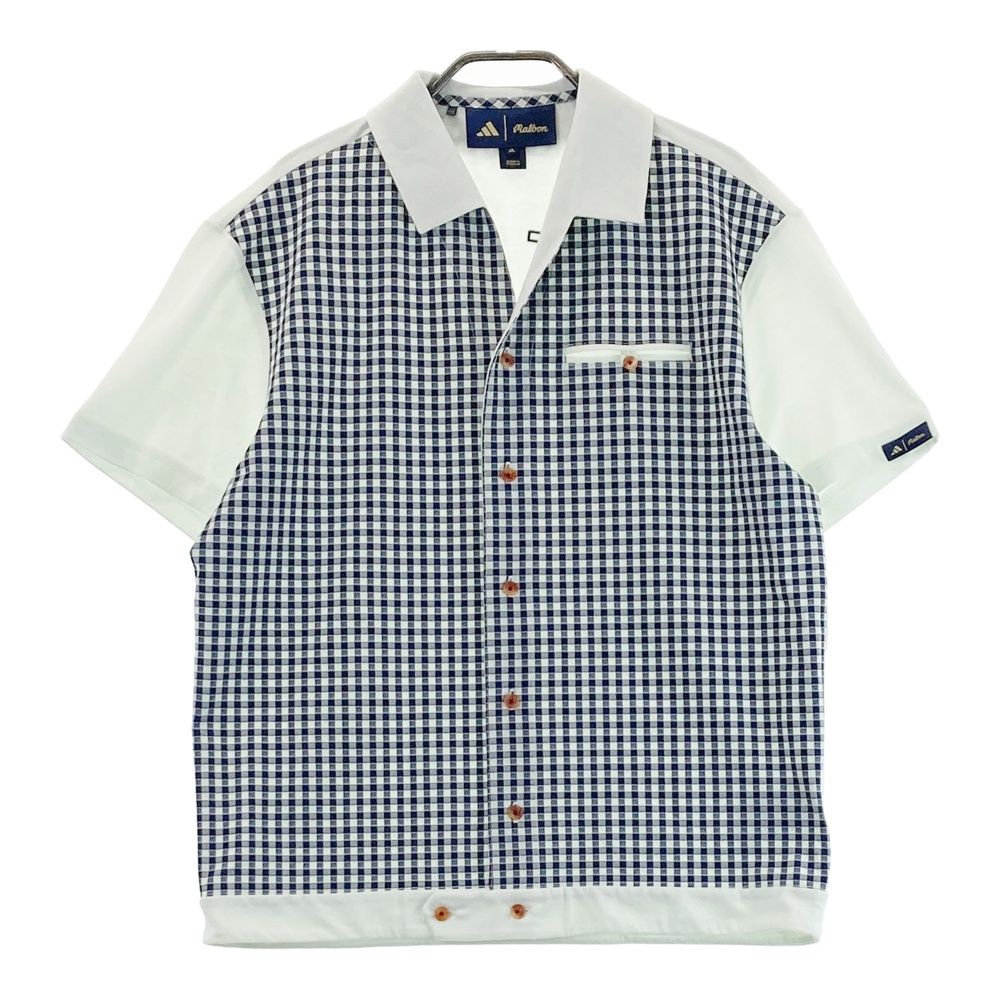 サイズ L ADIDAS GOLF アディダスゴルフ ×MALBON IP9221 半袖シャツ ギンガムチェック柄 ネイビー系 240101522949 ゴルフウェア メンズ ストスト