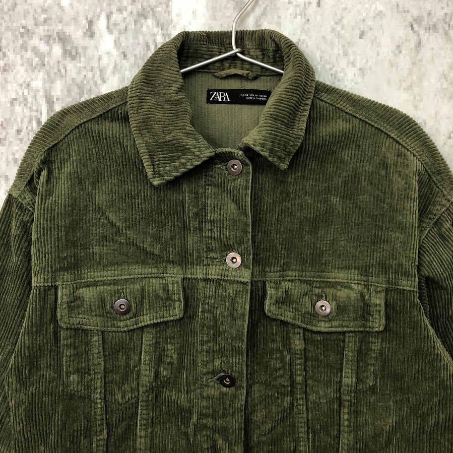 ZARA ザラ コーデュロイ カットオフ ジャケット カーキ XSサイズ 〇