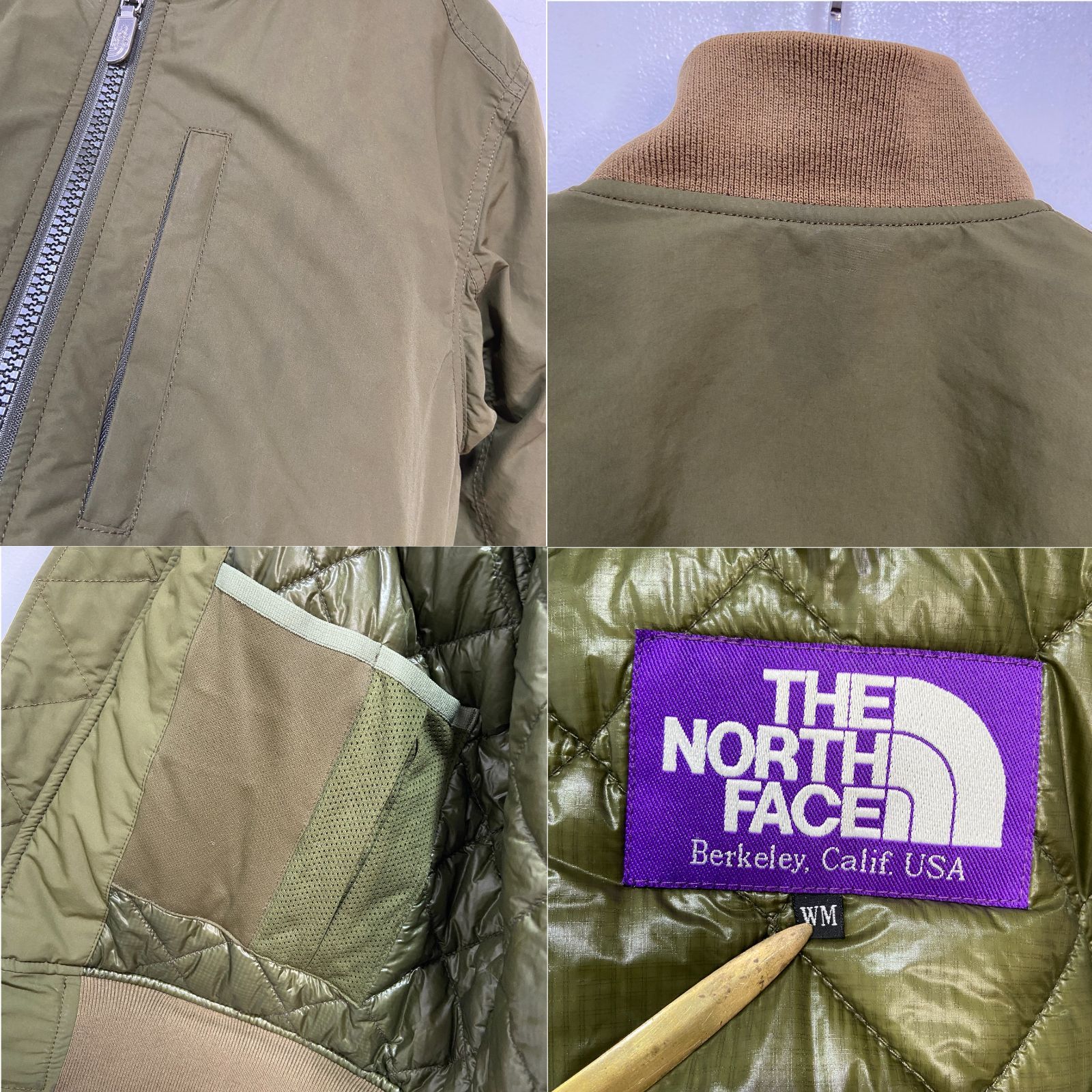 ノースフェイスパープルレーベル MA-1 フライトジャケット　美品　カーキ ☆THE NORTH FACE☆パープルレーベル☆光電子☆MA-1☆フライト