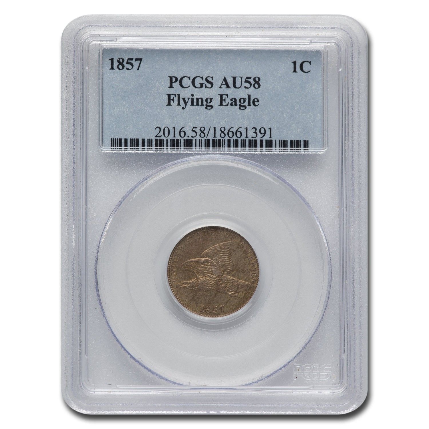 1857 Flying Eagle Cent AU-58 PCGS