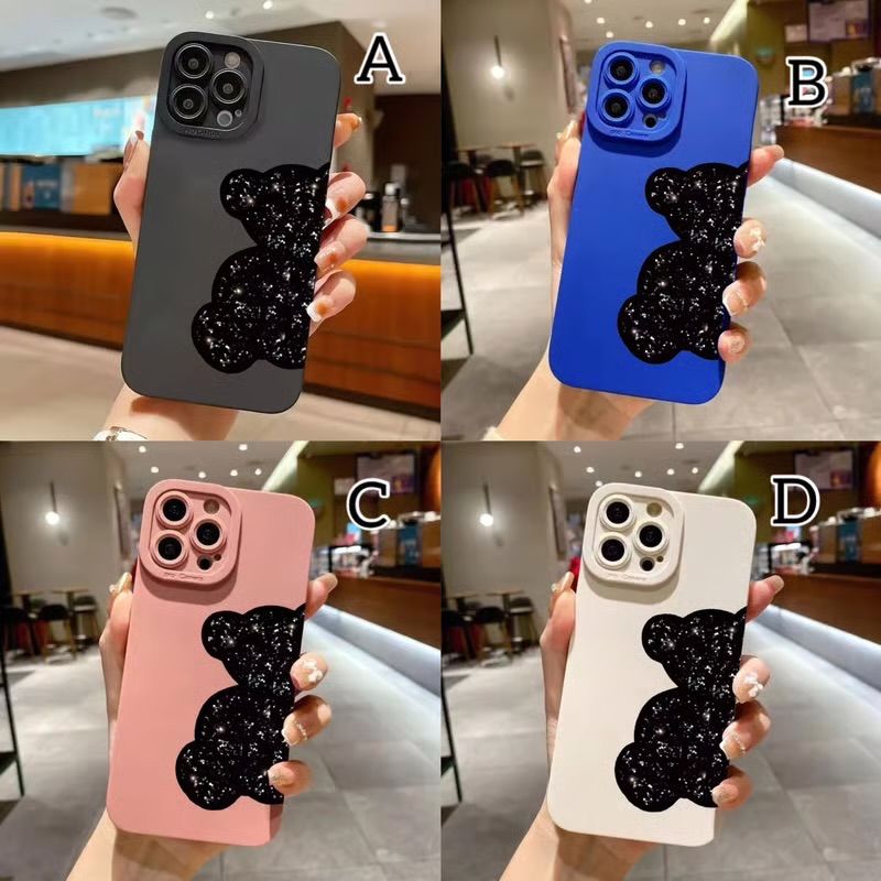 新品未使用 iphone16 ブラックグリッターくまiPhoneケース