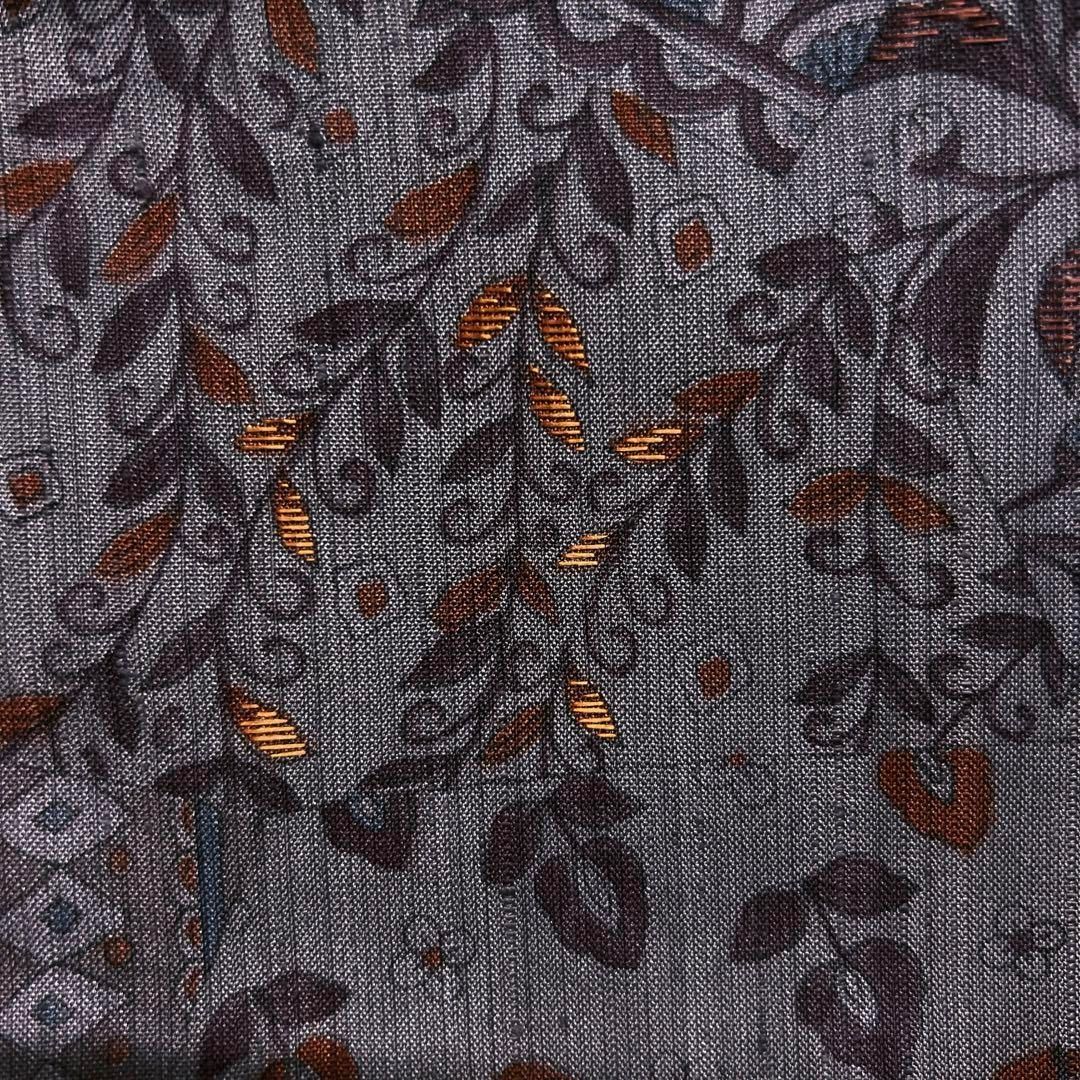 付け下げ 刺繍 紬 辻ヶ花 裂取り 唐花草 縞 菱 パープル 着物 021a d  