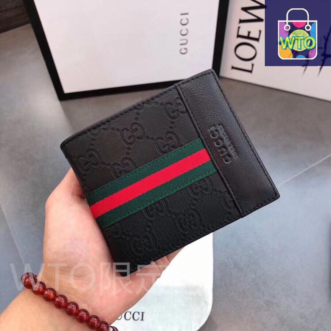Gucciグッチ、財布、財布、男性の本革は長さ2つ折り[本日特価
