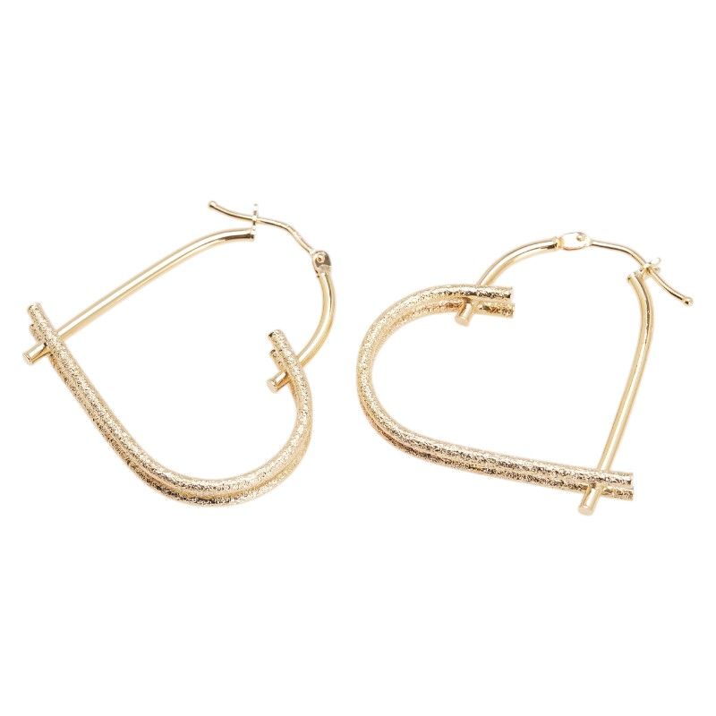 全面キラキラ！ 18金 K18 YG オープンハート フープ ピアス 全面キラキラ！ 18金 K18 YG オープンハート フープ ピアス