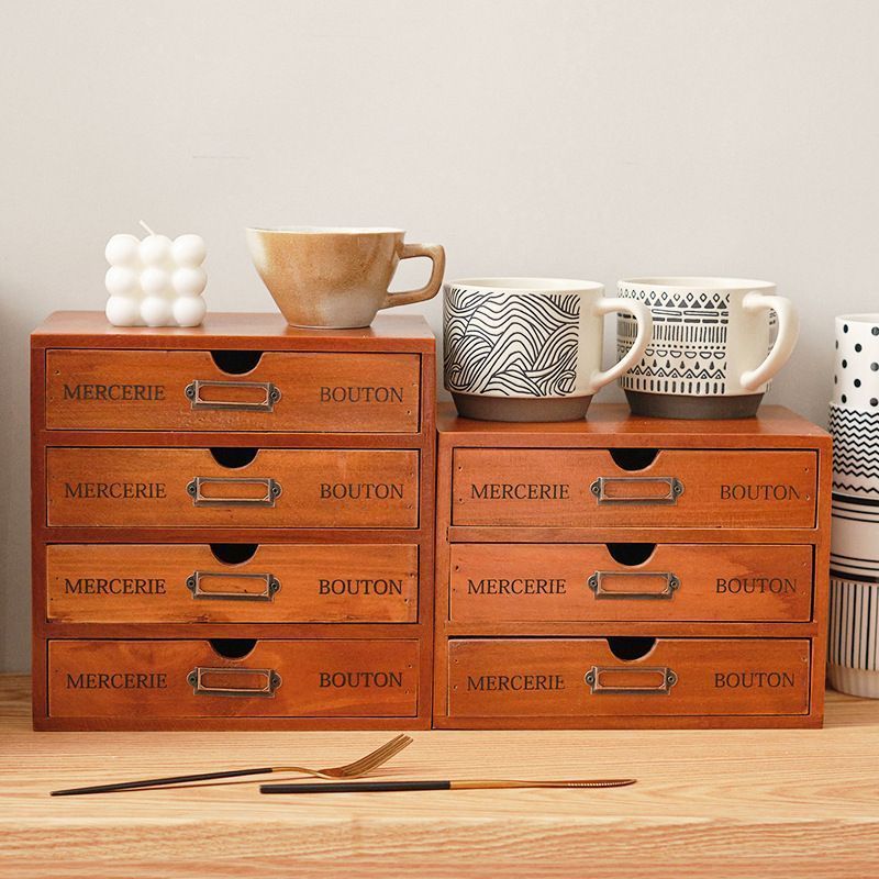 木製 収納ボックス デスクトップストレージ クラフト収納 引き出し棚