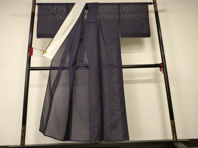 平和屋着物 夏物 色無地 絽 黒紅色 洗える着物 AABA9310jd