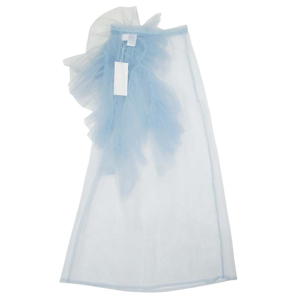 24ss MARGE マージ オーバーチュール レース ロングスカート メッシュ生地 34 ライトブルー レディース 古着