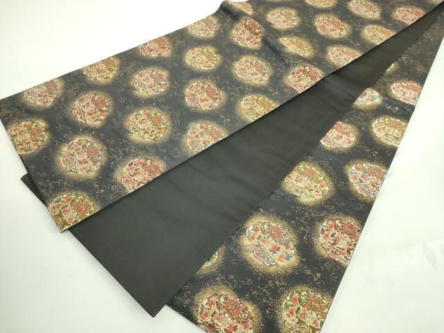 平和屋着物■極上　西陣の名門　加納幸謹製　六通柄袋帯　唐織　向かい鳥花文　金糸　逸品　DZAA7437kh5 平和屋着物□極上 西陣の名門 加納幸謹製 六通柄袋帯 唐織 向かい鳥花