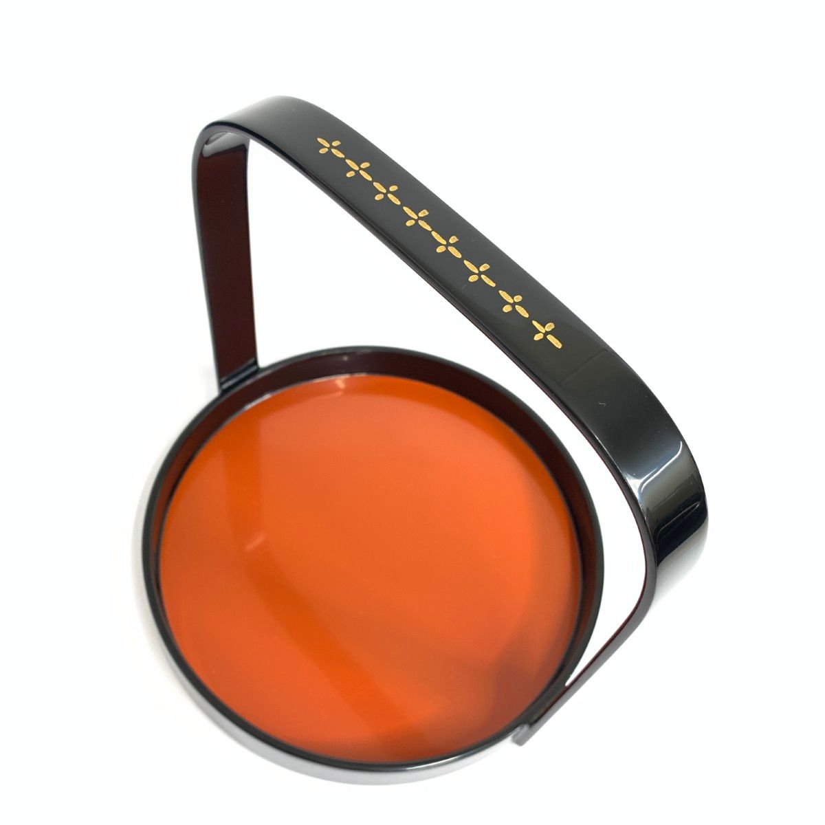 新品同様 輪島塗 漆 径17cm/高さ18cm 手付き盆 箱付 ブラック