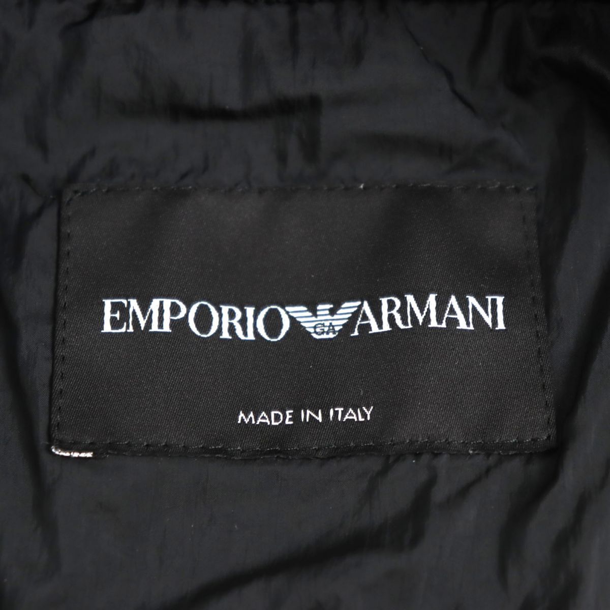 未使用品◆2020年製 EMPORIO ARMANI エンポリオアルマーニ バックロゴ刺繍 ベルベット WZIP ジャケット/ブルゾン ブラック 50  伊製 正規品