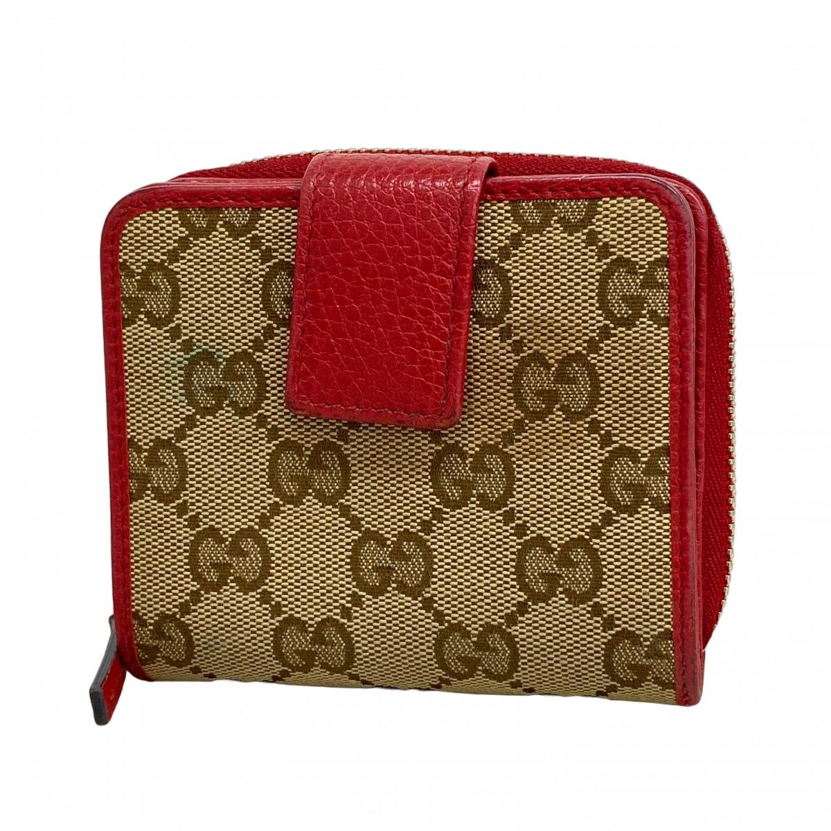 5mc3607 グッチ 財布 GGキャンバス 346056 キャンバス ブラウン レッド シャンパンゴールド金具 レディース