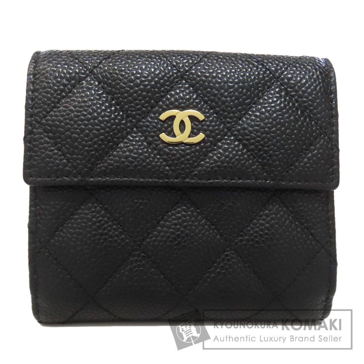 CHANEL シャネル マトラッセ ココマーク ゴールド金具 二つ折り財布 