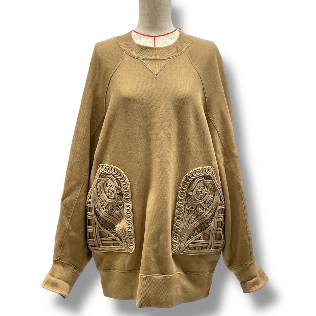 Mame Kurogouchi マメクロゴウチ Cording Embroidered Oversized Sweatshirt トレーナー MM22PS-JS713 茶色 ブラウン 1サイズ レディース 秋 ゴーゴー古着マルイ北千住店 6 No.822