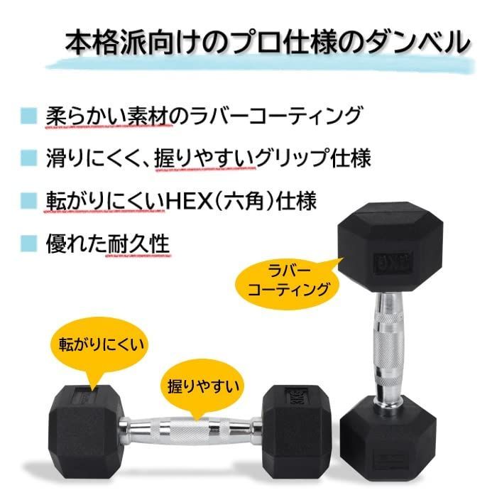 楽天市場】ラバー ヘックス ダンベル 7.5kg × 2個 セット